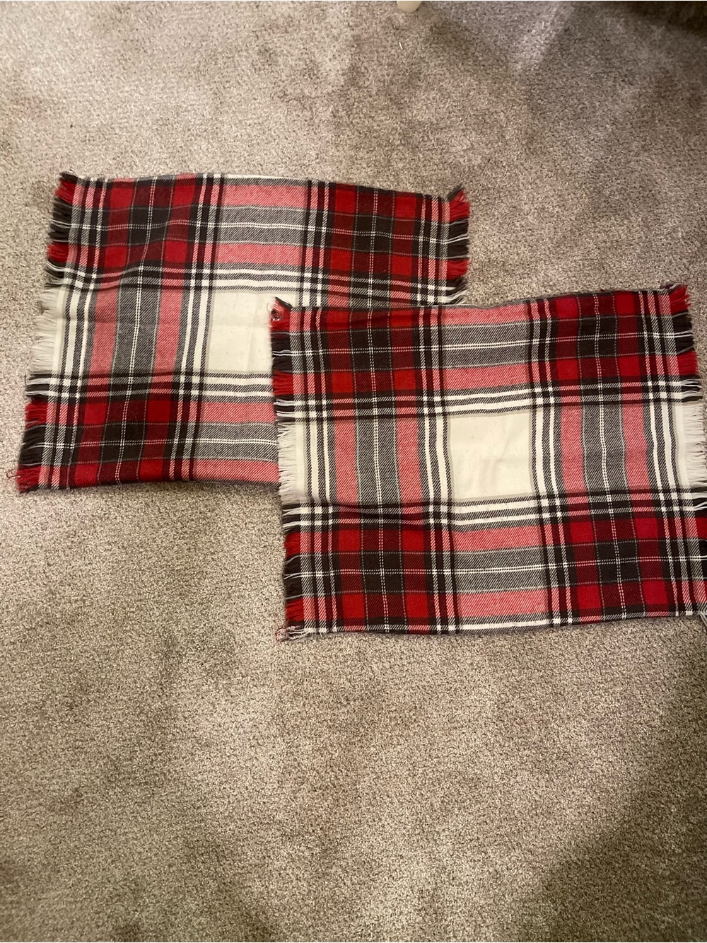 Pottery Barn Red and White Plaid Pillow Covers